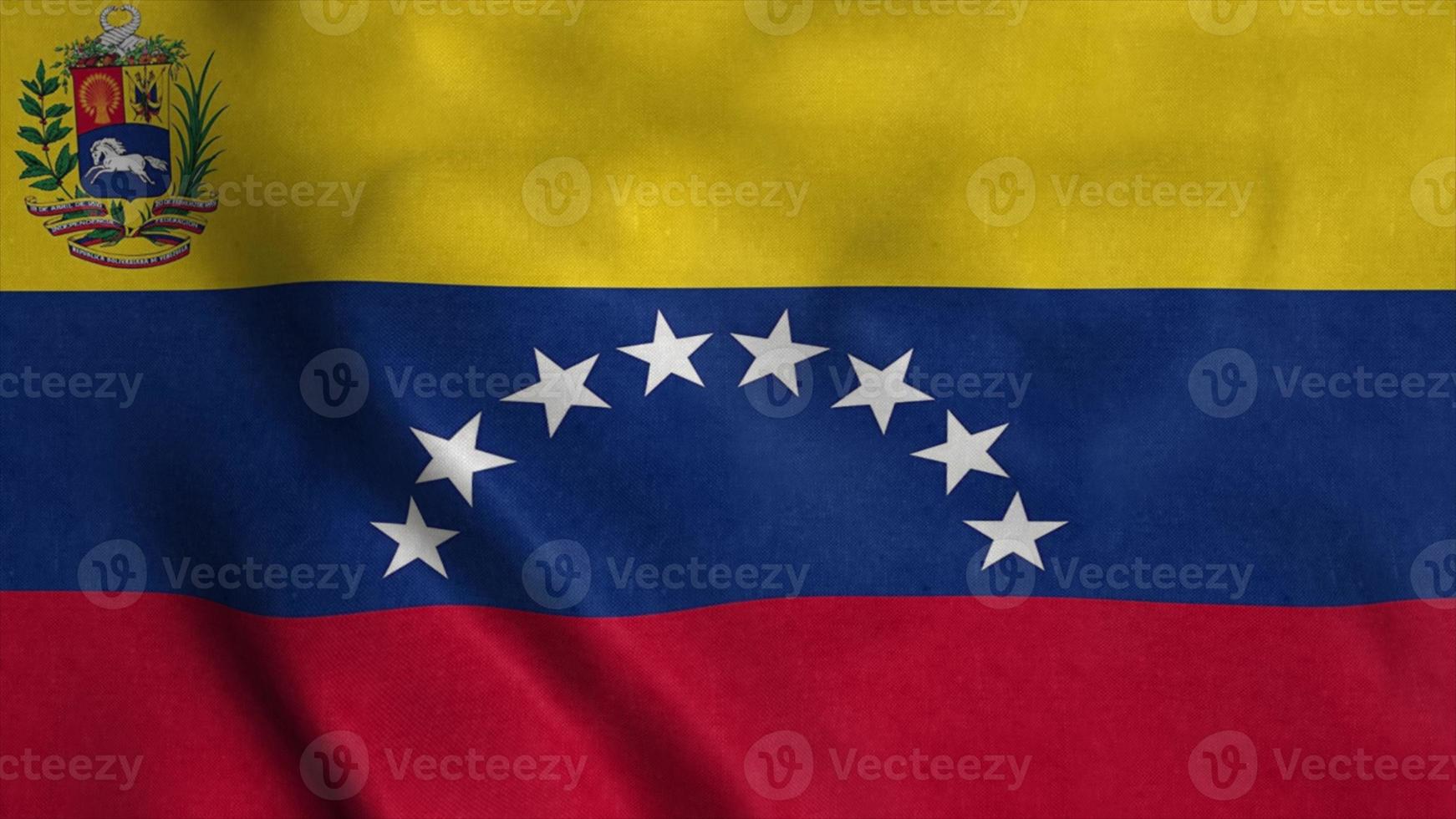 acenando bandeira. bandeira nacional da venezuela. ilustração 3D foto