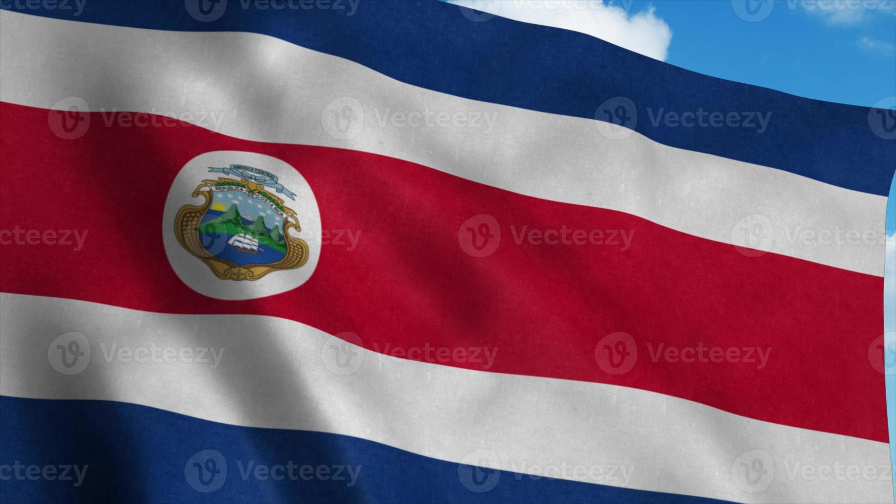 bandeira nacional costa rica balançando ao vento, fundo de céu azul. renderização em 3D foto