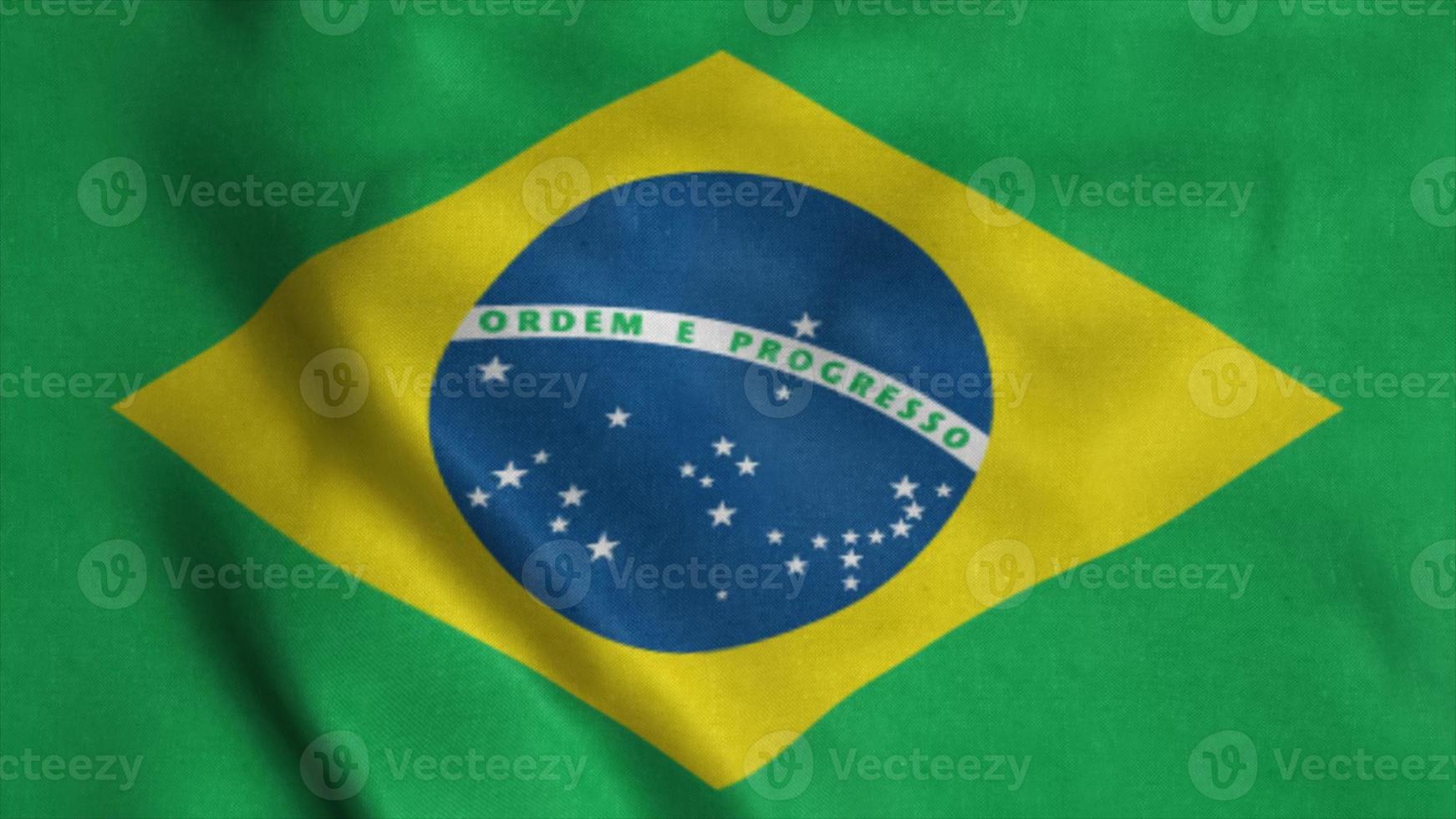 bandeira do brasil balançando ao vento. ilustração 3D foto