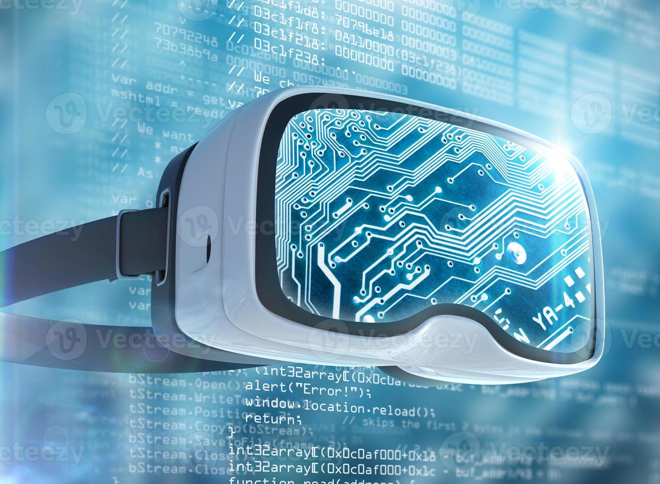 óculos de realidade virtual, hacker futurista, tecnologia de internet e conceito de rede foto
