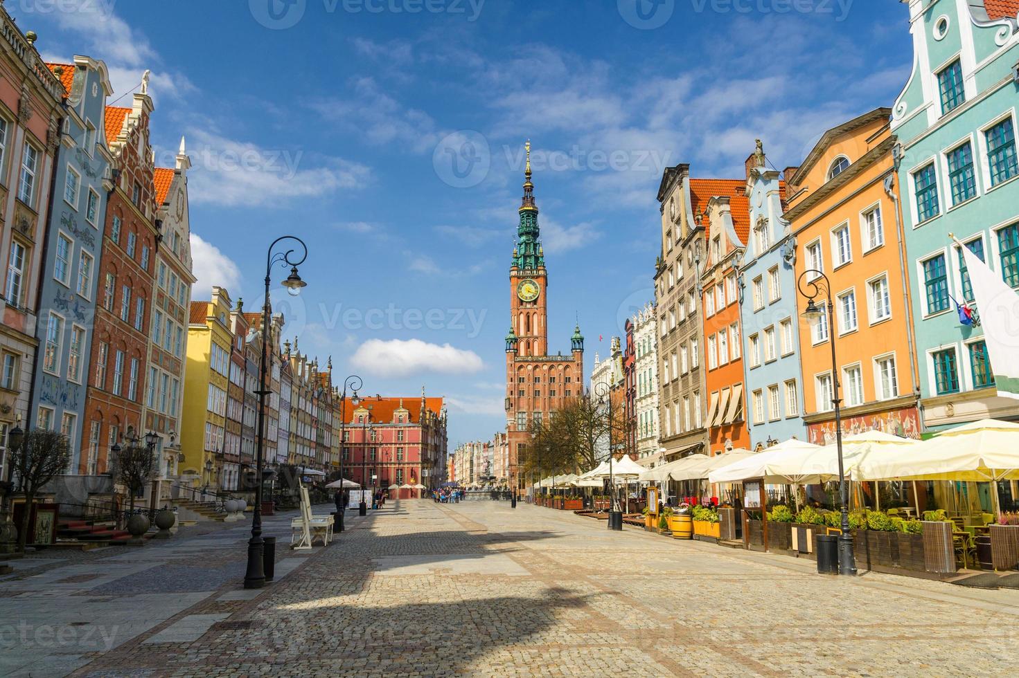 dluga long market rua pedonal dlugi targ square, gdansk, polónia foto