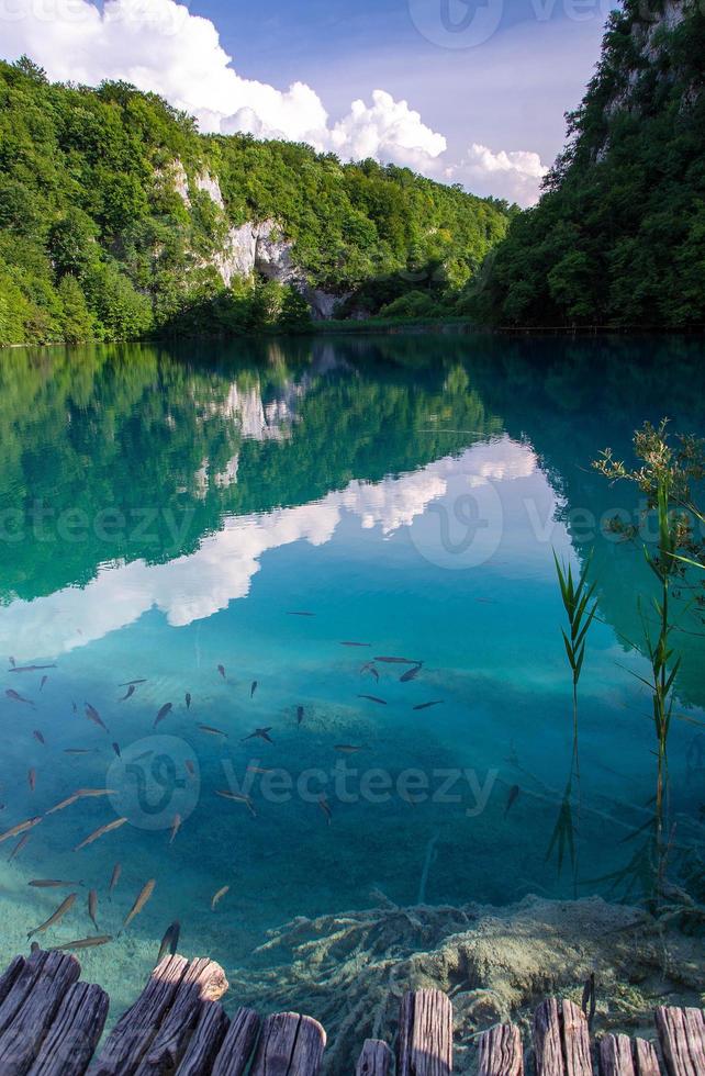 lago com água azul-turquesa, parque nacional plitvice lakes, croácia foto