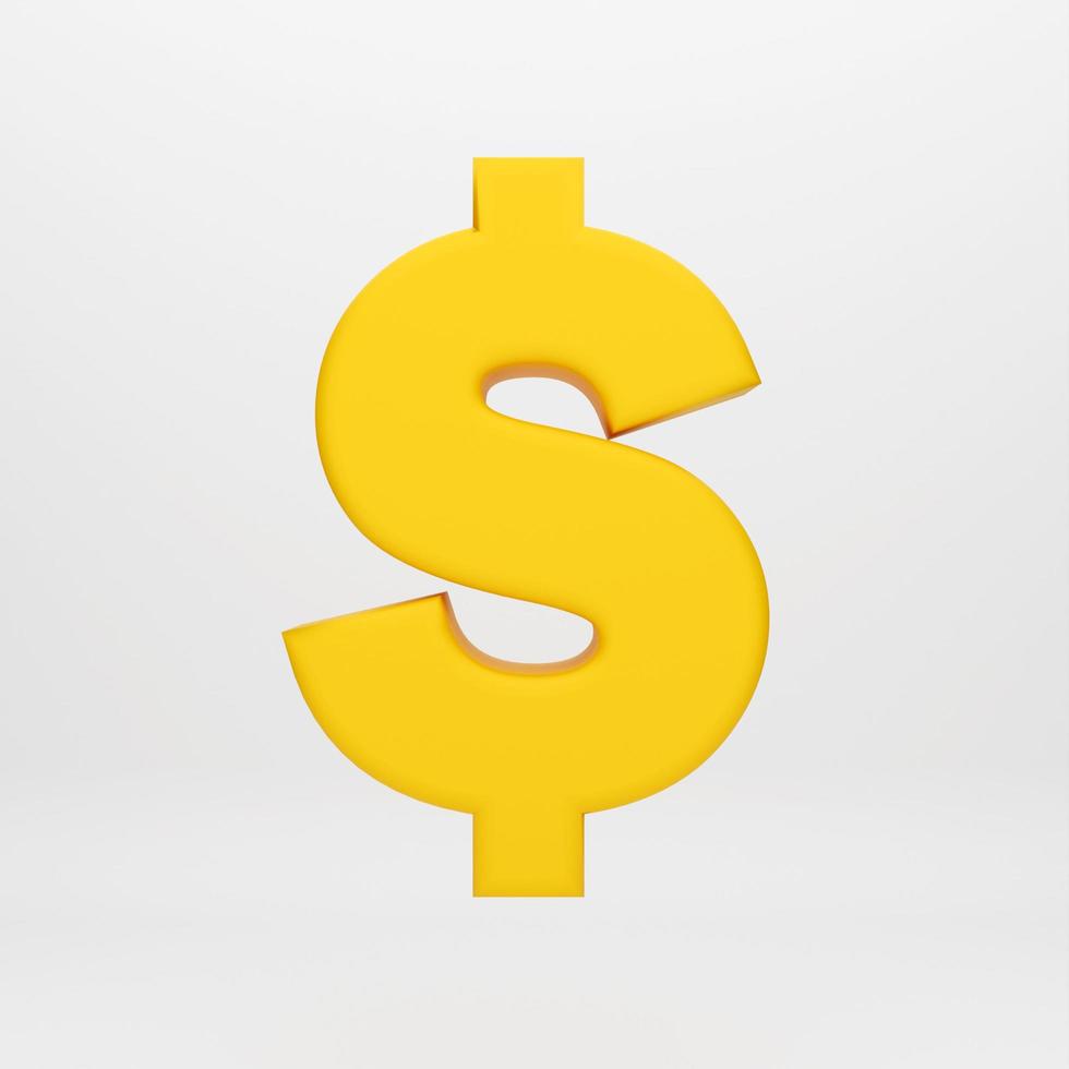 Dinheiro de dólar de ícone de desenho animado 3d para infográfico de apresentação de modelo de maquete 3d render ilustração foto