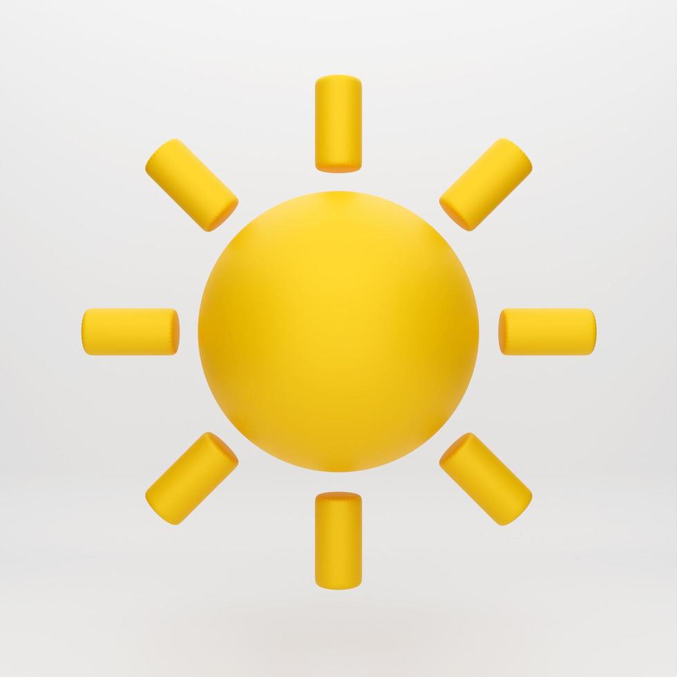 3d ícone de desenho animado sol para apresentação de modelo de maquete infográfico 3d render ilustração foto