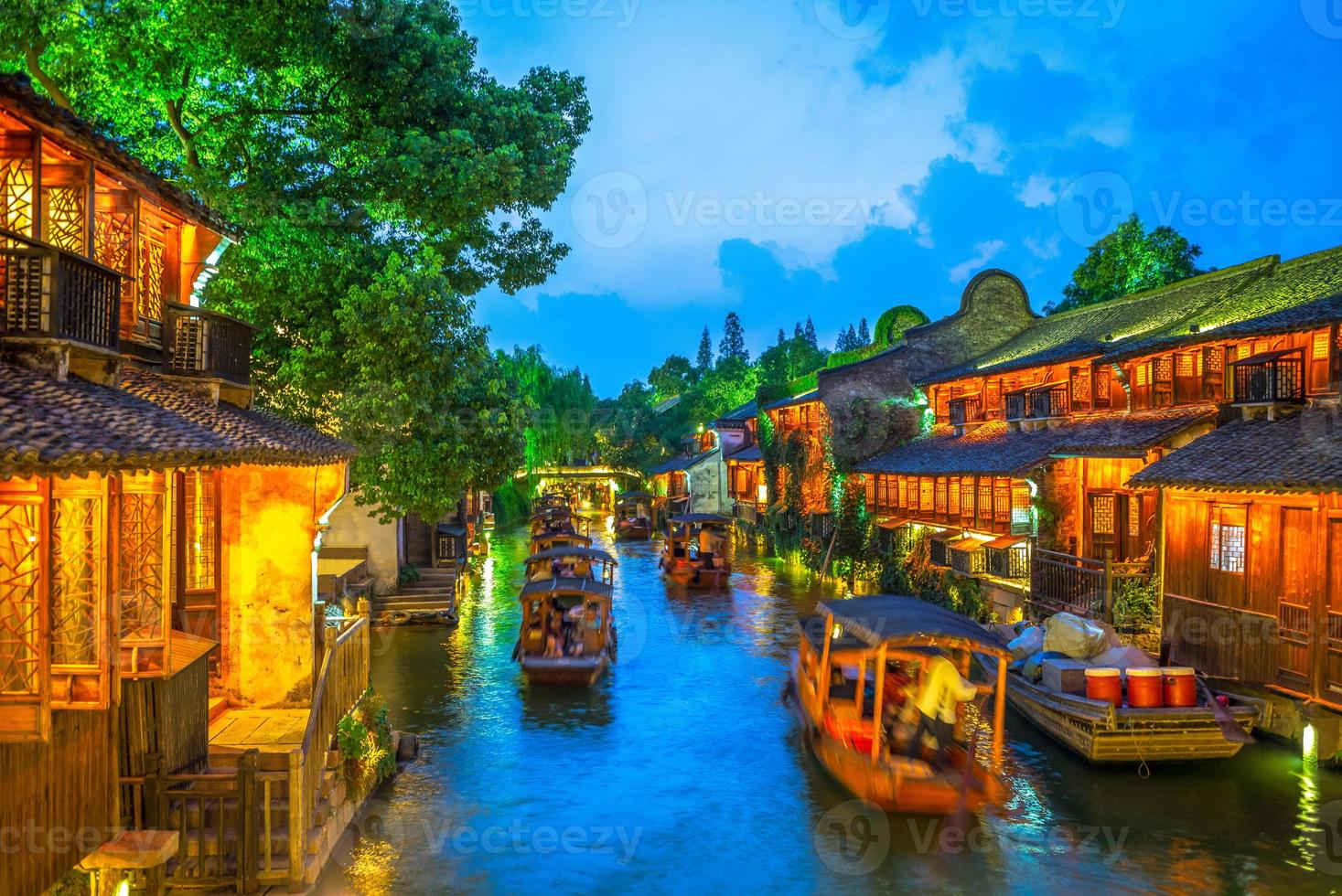 cenário de wuzhen, uma cidade histórica de água cênica em zhejiang, china foto