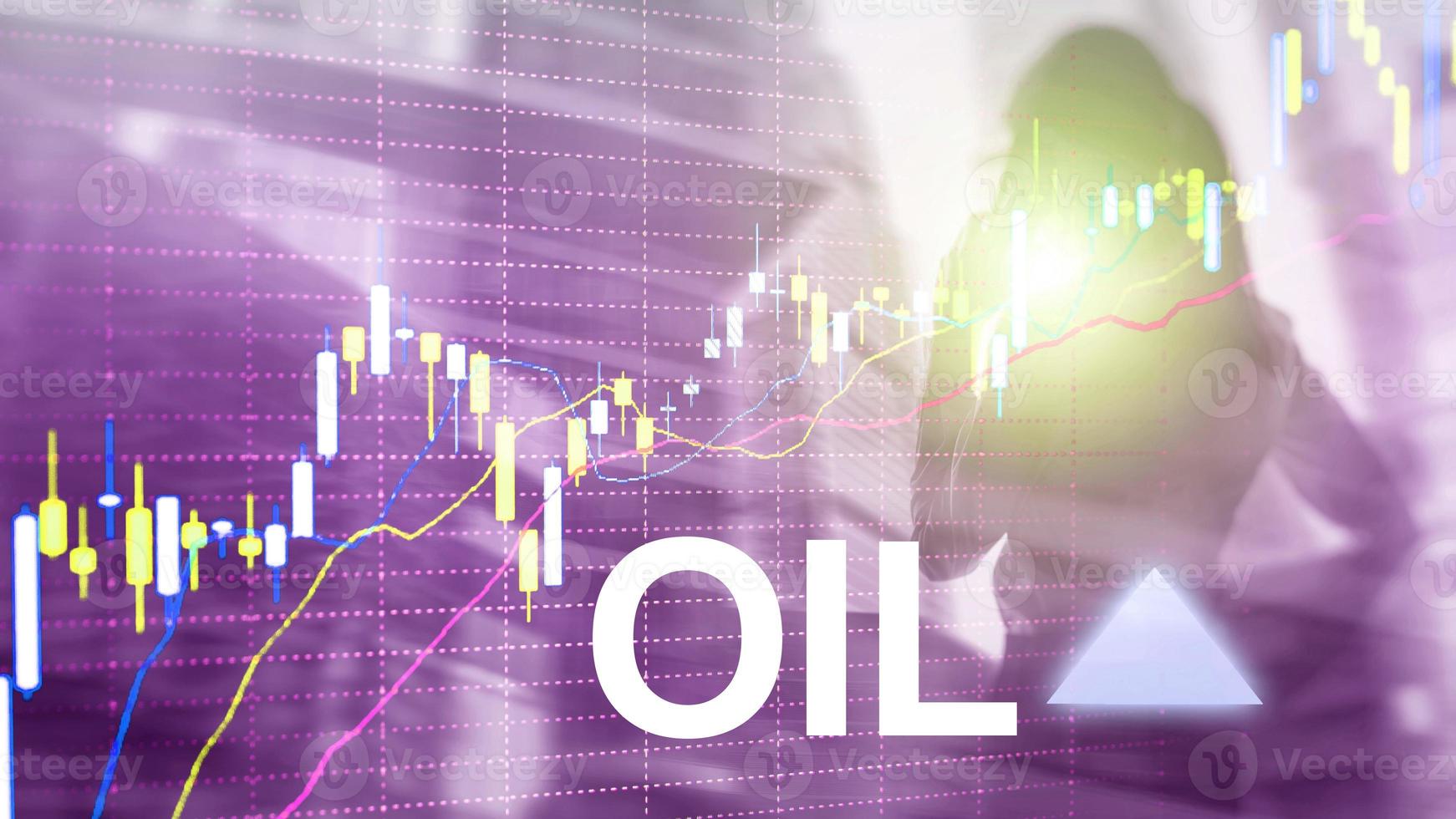 tendência do petróleo para cima. O preço do petróleo bruto está subindo na bolsa de valores. preço do petróleo para cima. seta sobe. fundo abstrato de negócios foto