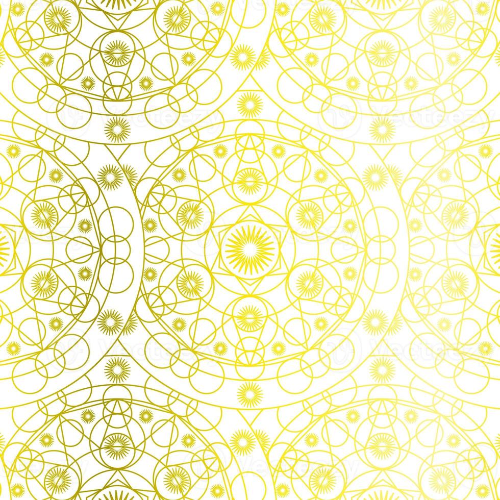 abstrato amarelo mandala luxo ornamental arte pintura padrão geométrico antigo em branco. foto