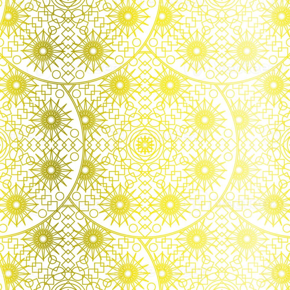 abstrato amarelo mandala luxo ornamental arte pintura padrão geométrico antigo em branco. foto