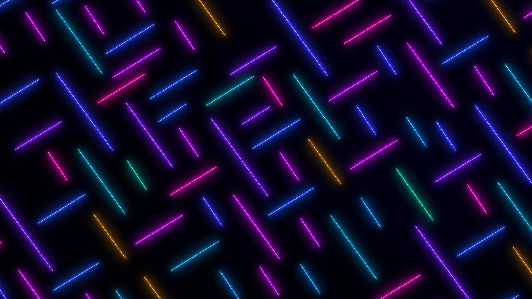 abstrato retro sci-fi neon brilhante lente flare colorido em fundo preto. laser show design colorido para tecnologias de publicidade de banners. estilo retro dos anos 80 foto
