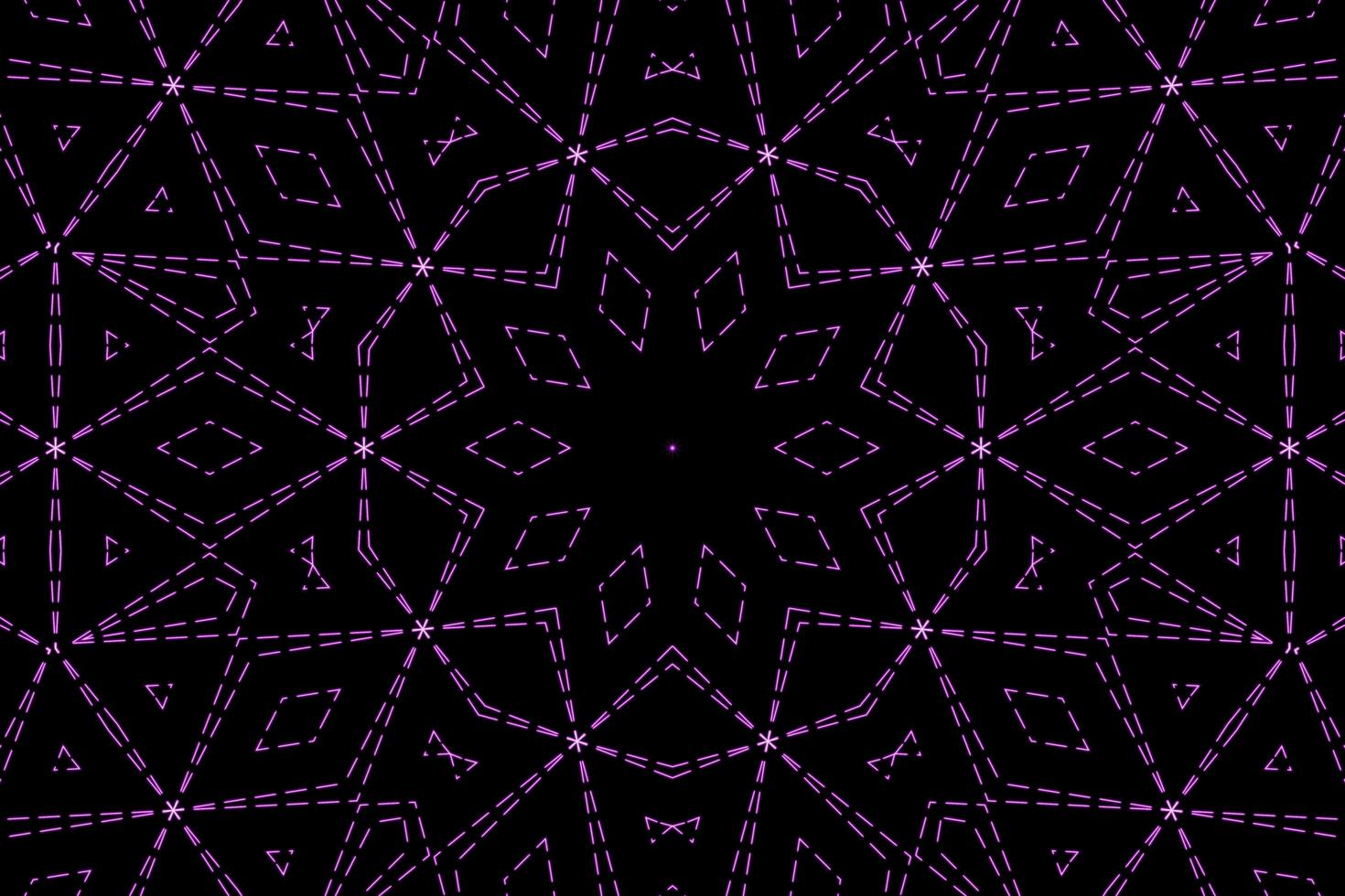 abstrato néon brilhante linha flor padrão geométrico colorido em fundo preto. laser show design colorido para tecnologias de publicidade de banners foto