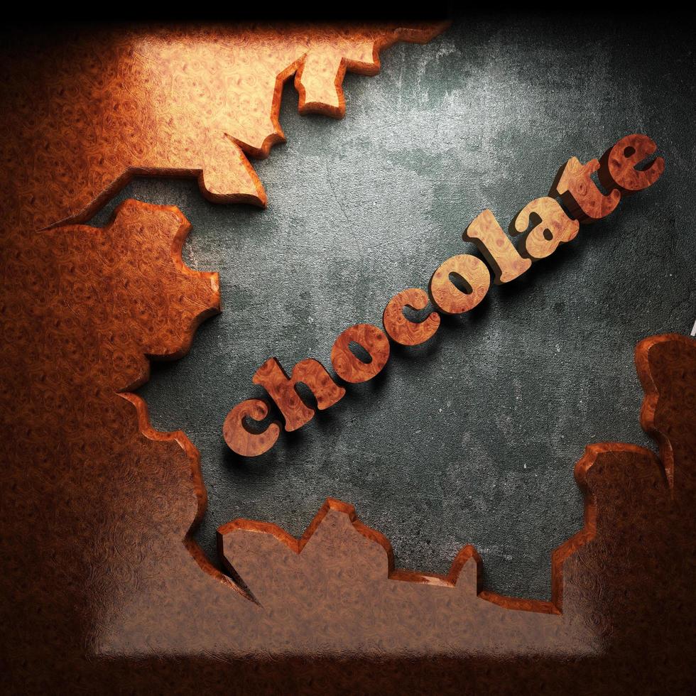 chocolate palavra de madeira foto