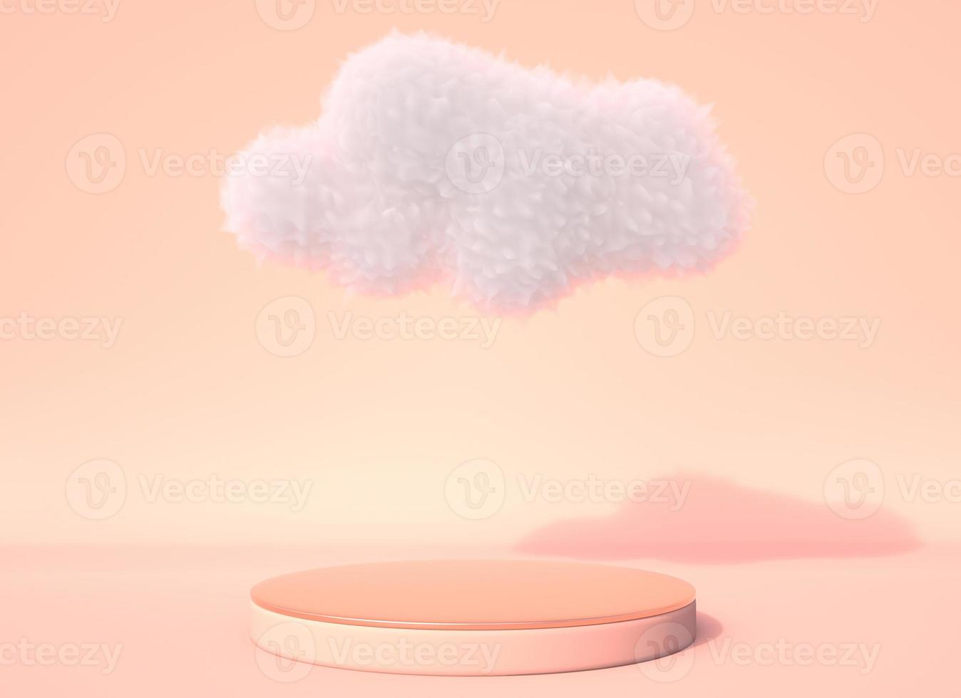 fundo renderização em 3d com pódio e cena de nuvem mínima, fundo de exibição mínimo do produto. foto