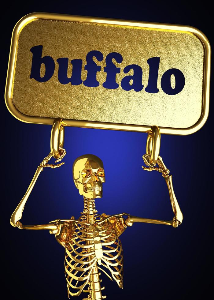 palavra de búfalo e esqueleto dourado foto
