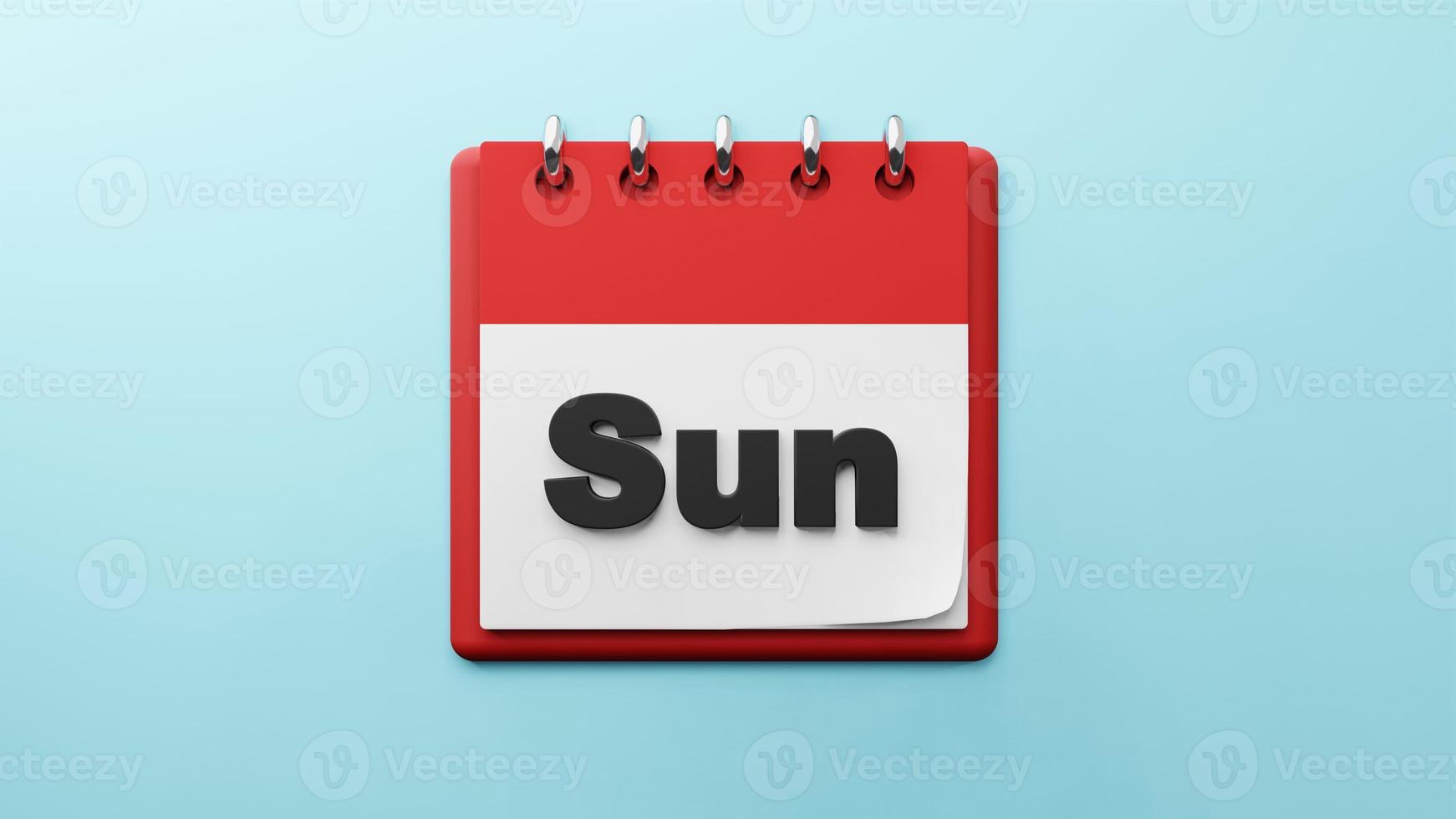domingo de sol no calendário de mesa de papel renderização em 3d foto