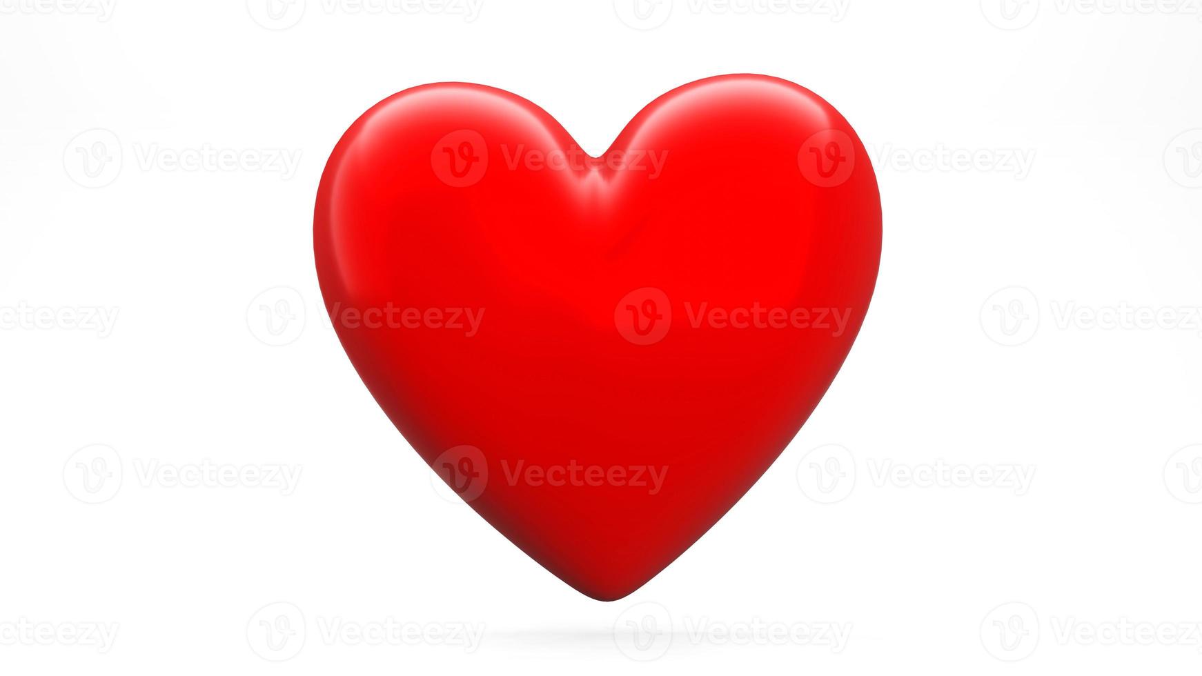 coração vermelho isolado, renderização 3d foto