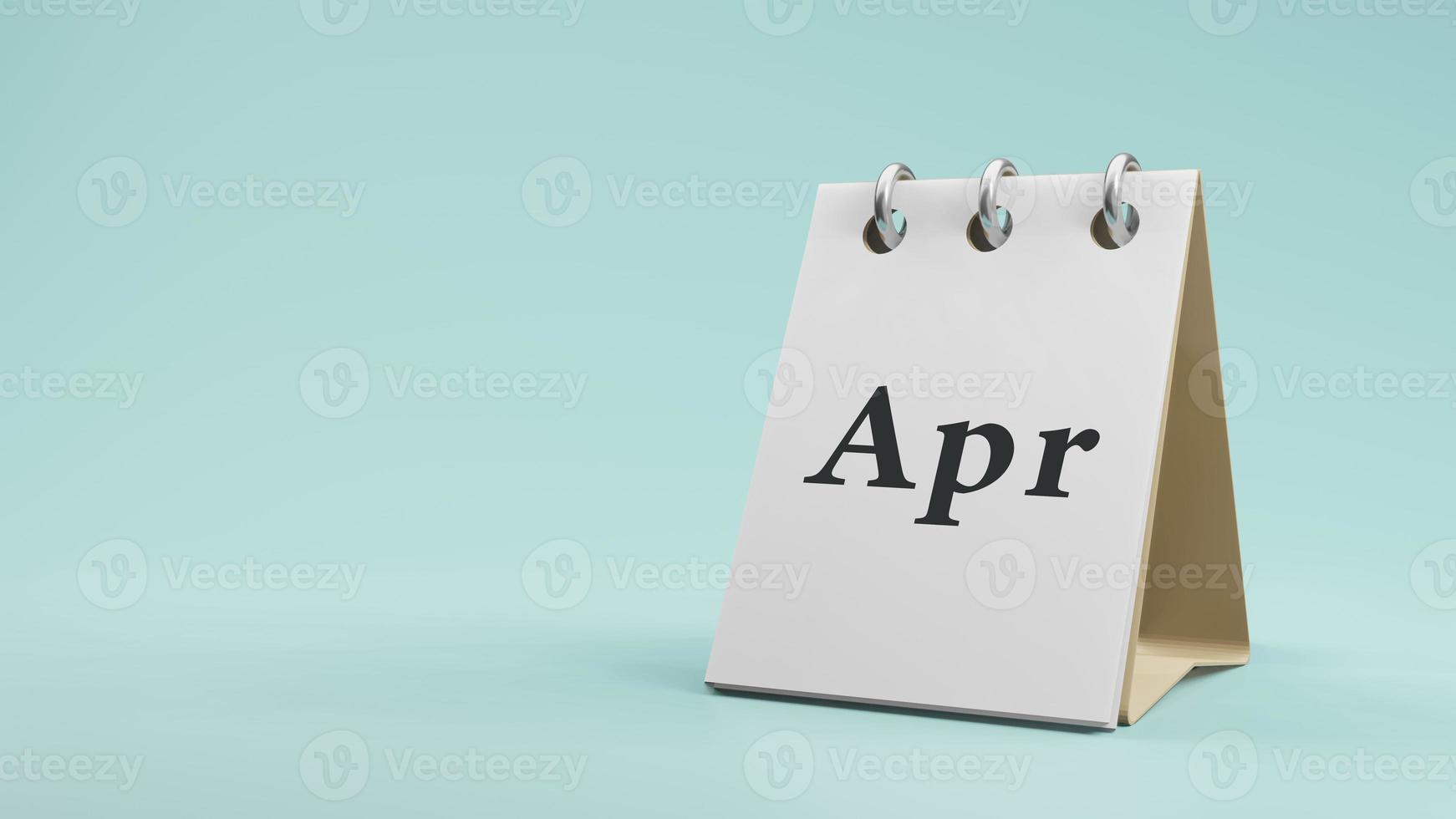 abril na renderização em 3d do calendário de mesa de papel foto