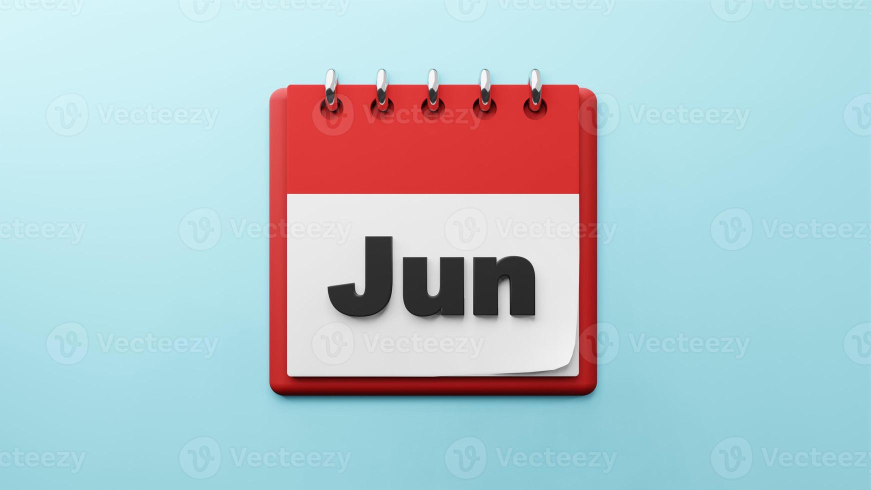 jun no calendário de mesa de papel renderização em 3d foto