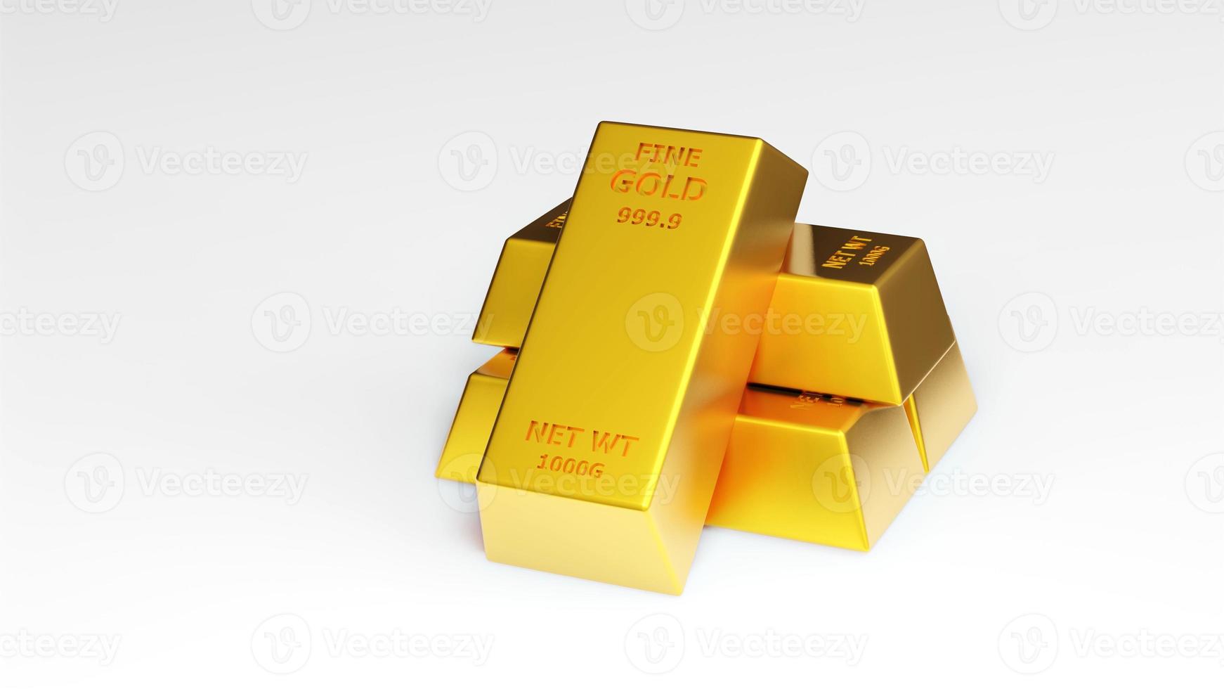 3d renderização do conceito financeiro de barra de ouro de tijolos de ouro, tiros de estúdio foto