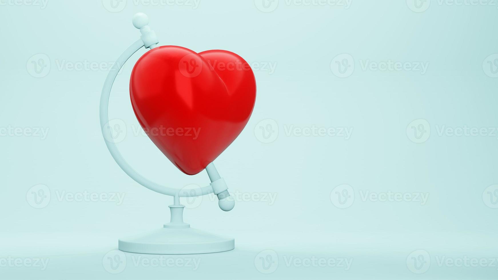 role o mundo com conceito surreal de coração, renderização 3d foto