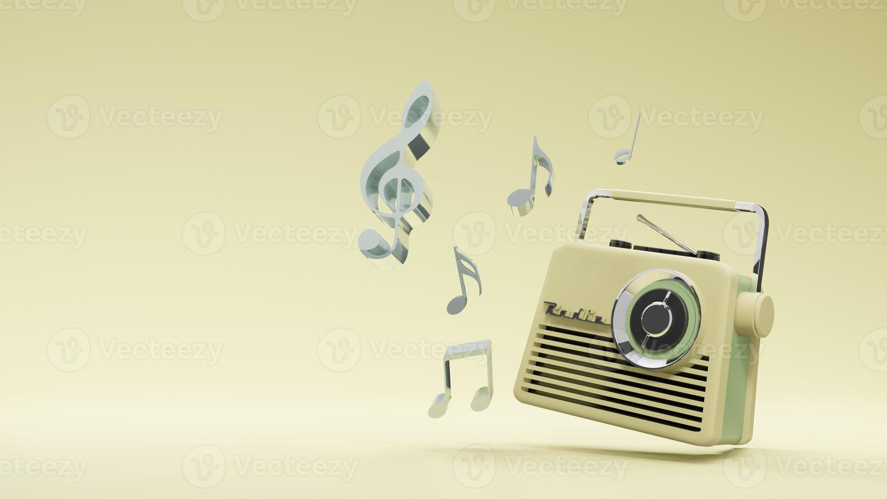 design vintage de rádio, renderização em 3d foto