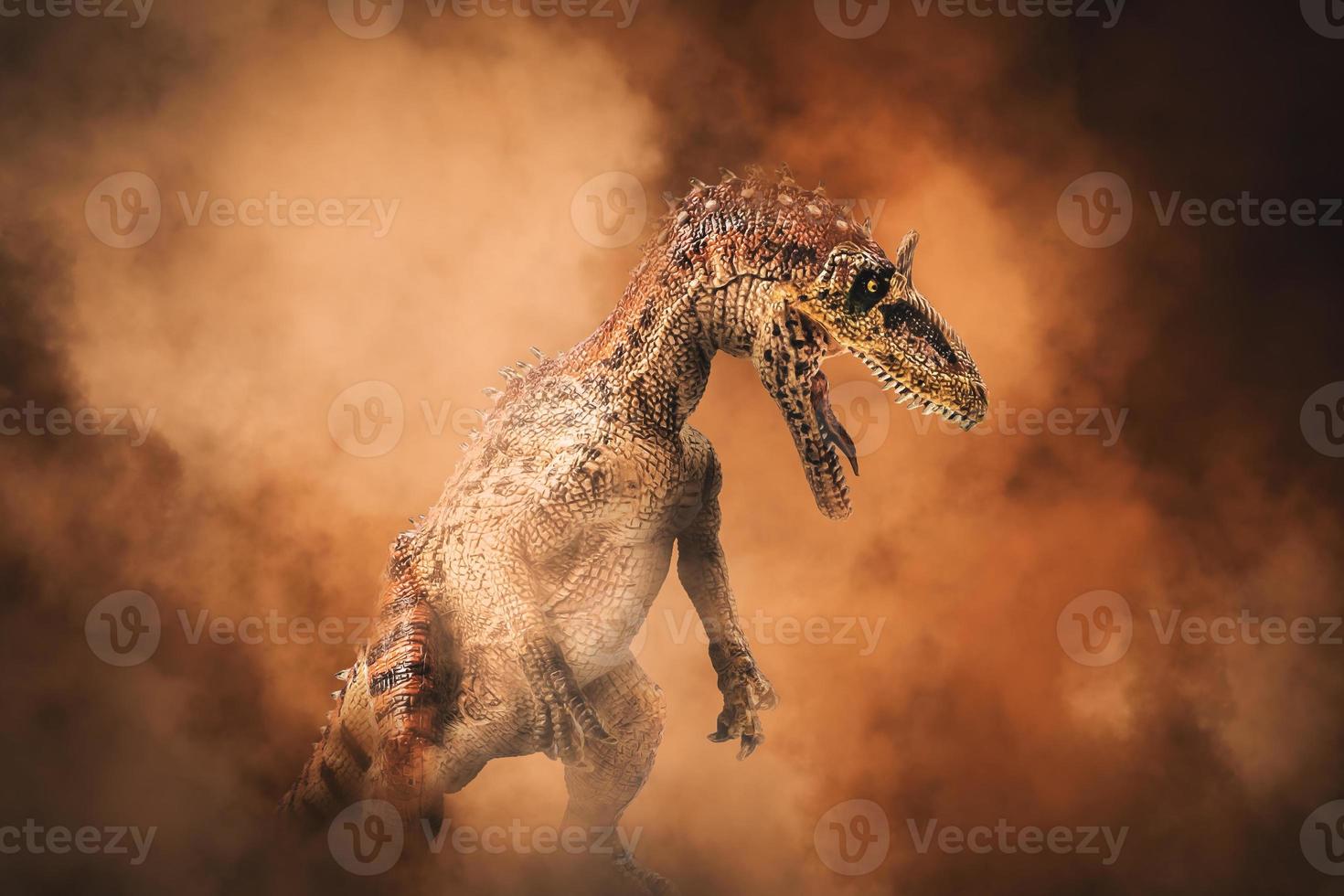 criolofossauro, dinossauro em fundo de fumaça foto