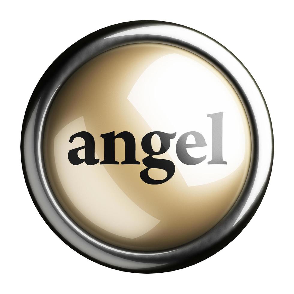 palavra de anjo no botão isolado foto