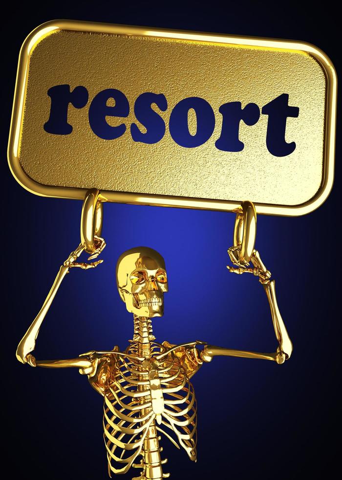 palavra resort e esqueleto dourado foto