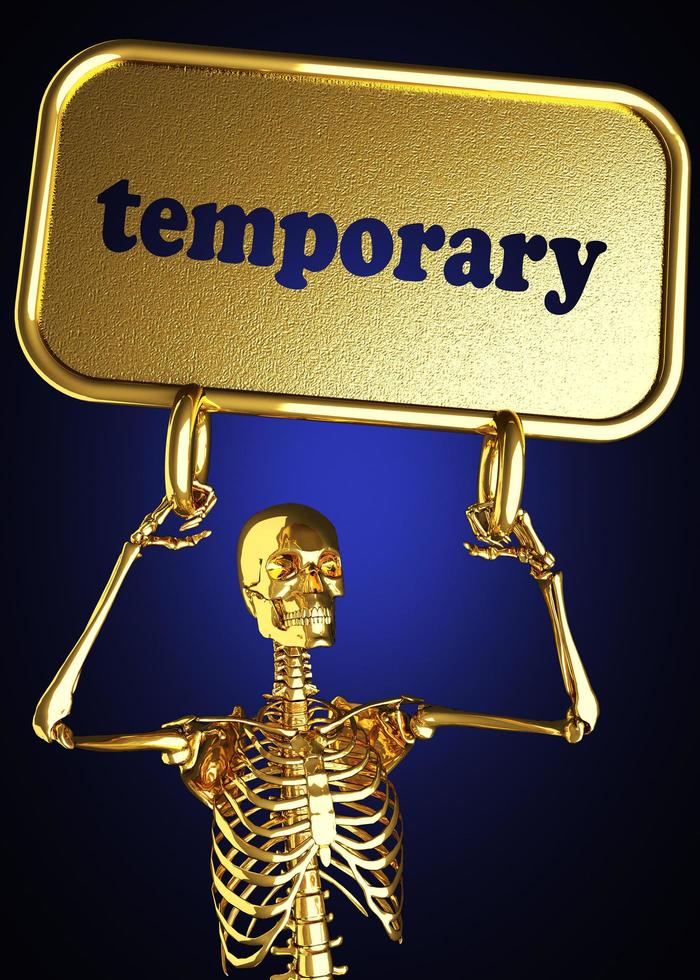 palavra temporária e esqueleto dourado foto