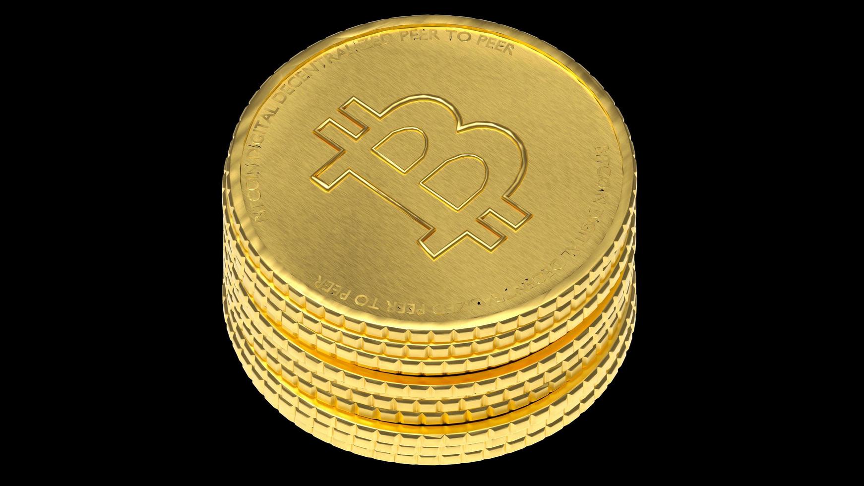 renderização de ilustração 3d de fundo isolado de moeda de ouro bitcoin foto