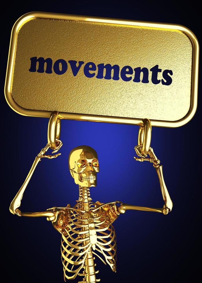 palavra de movimentos e esqueleto dourado foto
