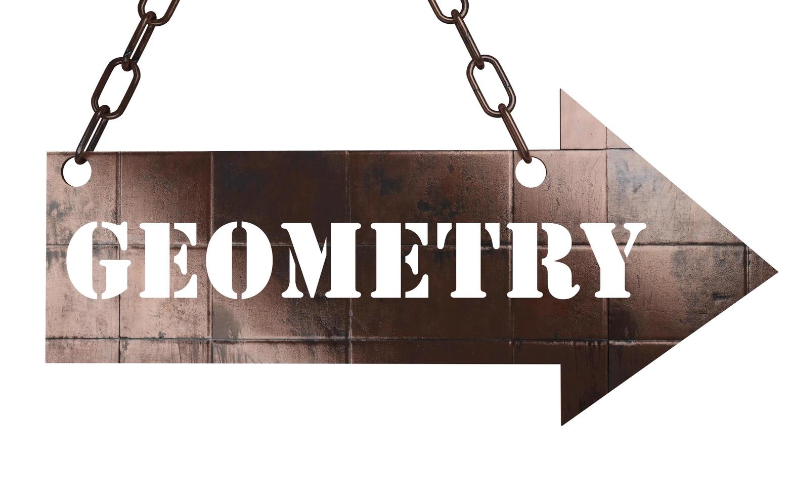 palavra de geometria no ponteiro de metal foto