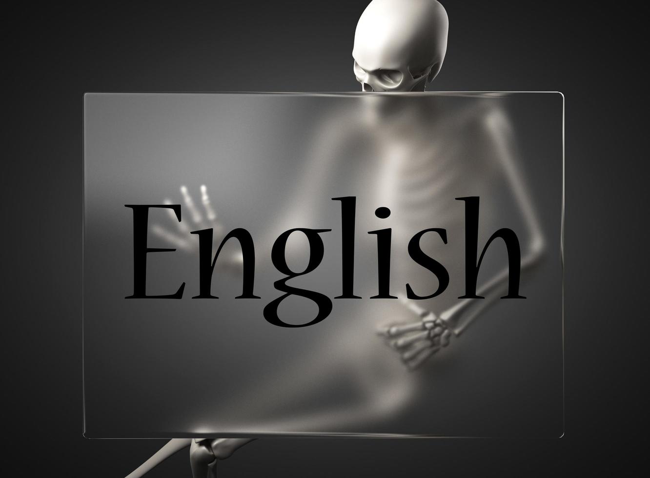 palavra inglesa em vidro e esqueleto foto