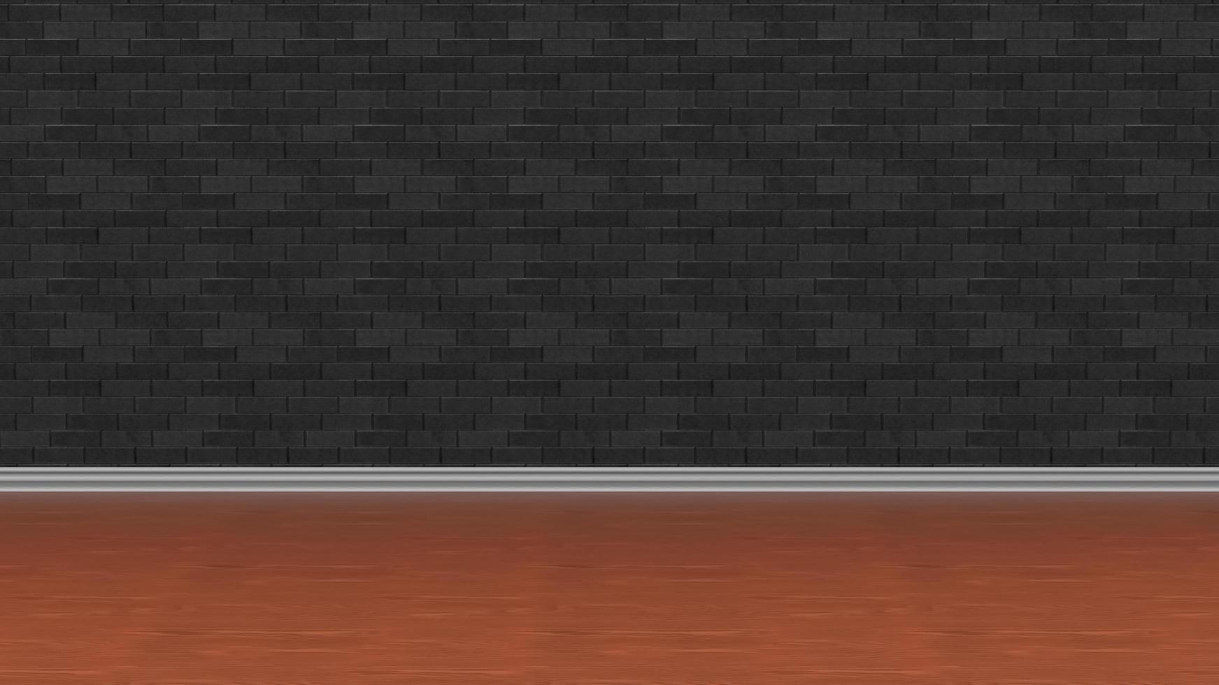 ilustração de fundo de parede de tijolo de piso de madeira preta renderização em 3d foto