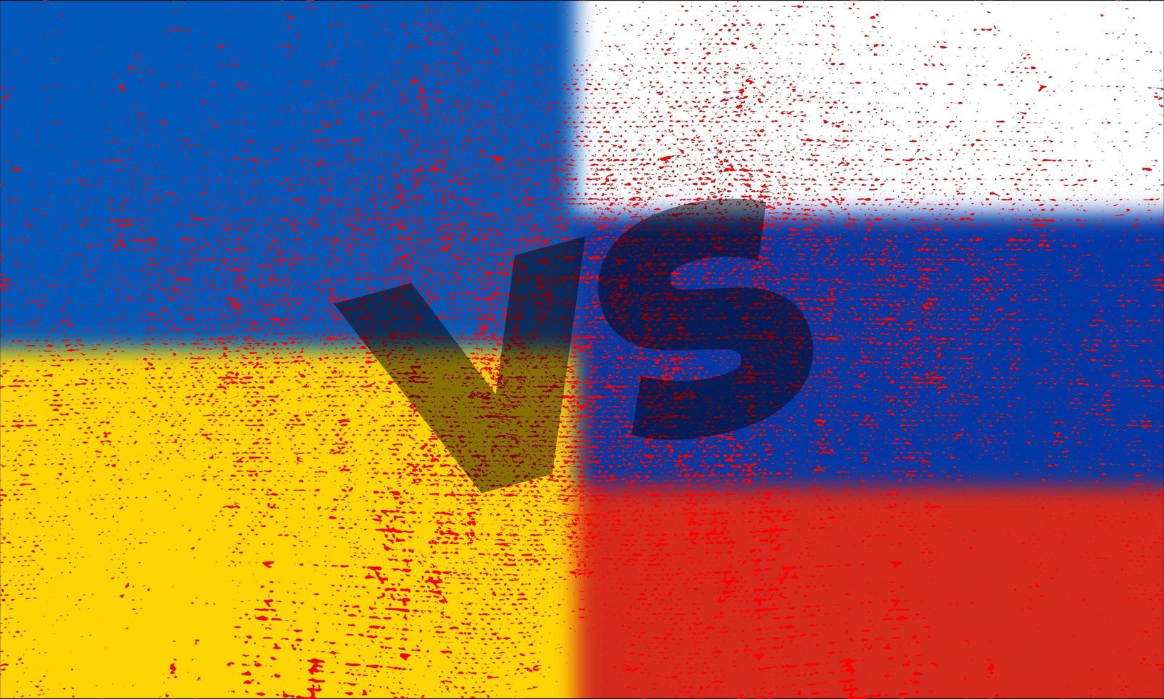Rússia vs Ucrânia com ilustração vetorial de bandeira do país grunge. crise de guerra e conceito de conflito político foto
