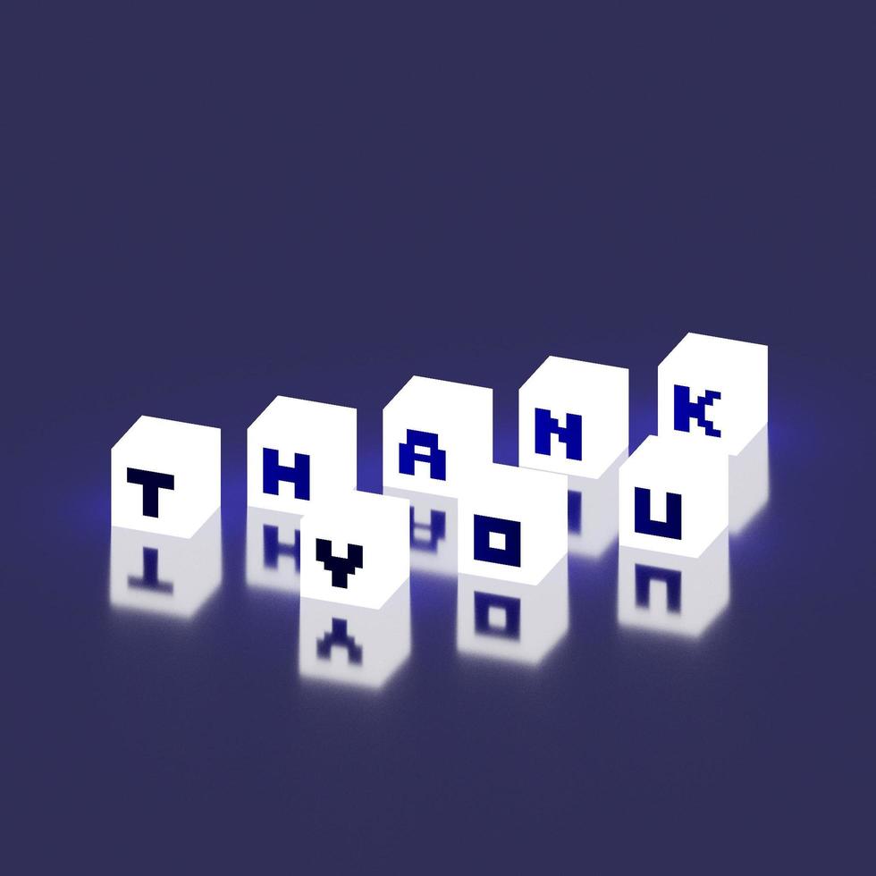 cartão de agradecimento de caixa de neon de renderização 3d foto