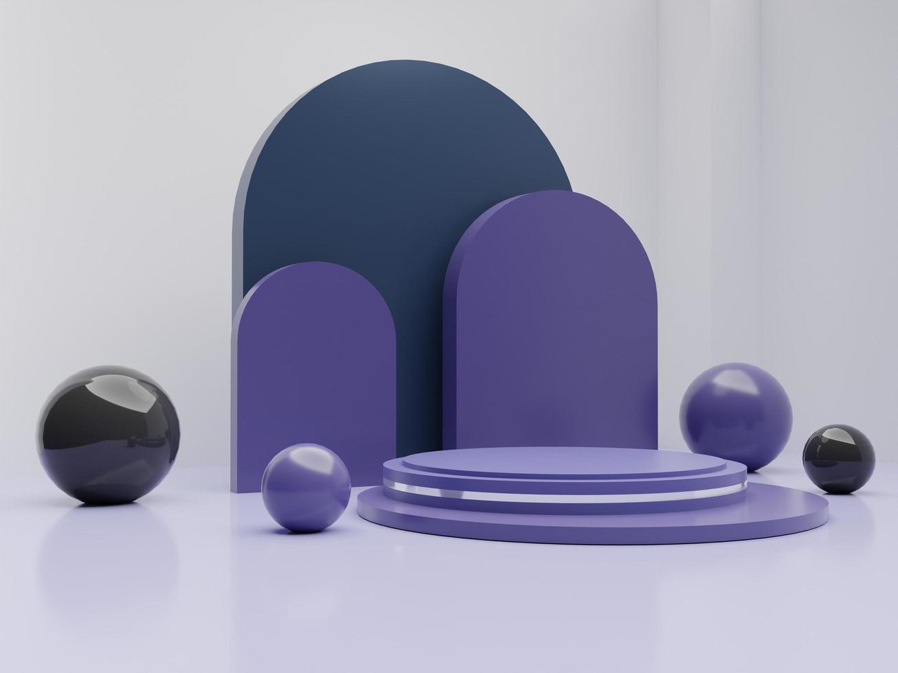 pódio elegante em composição abstrata de roxo e preto, renderização 3d, ilustração 3d foto