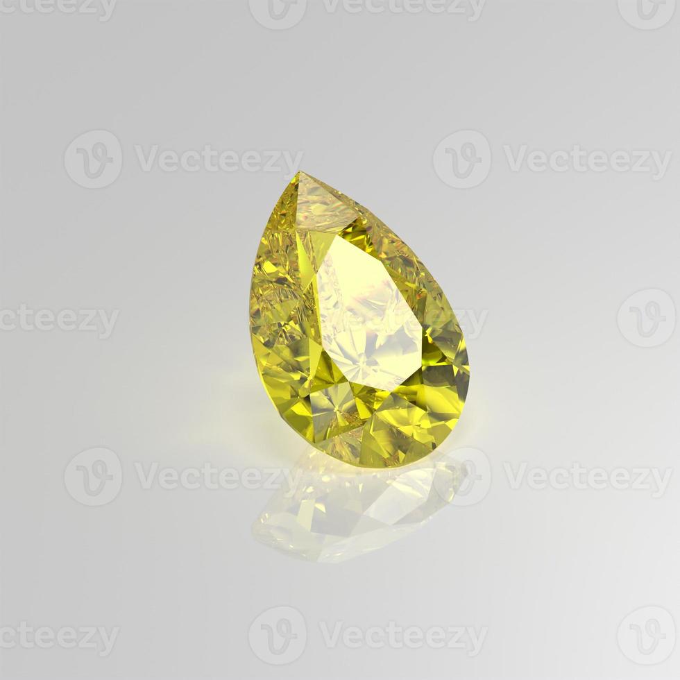 renderização 3d de pêra de pedra preciosa de diamante amarelo foto