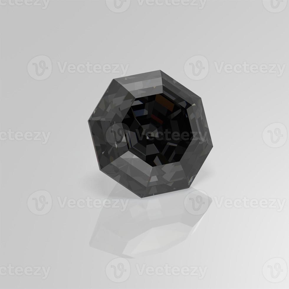 renderização 3d do octógono de pedra preciosa diamante negro foto