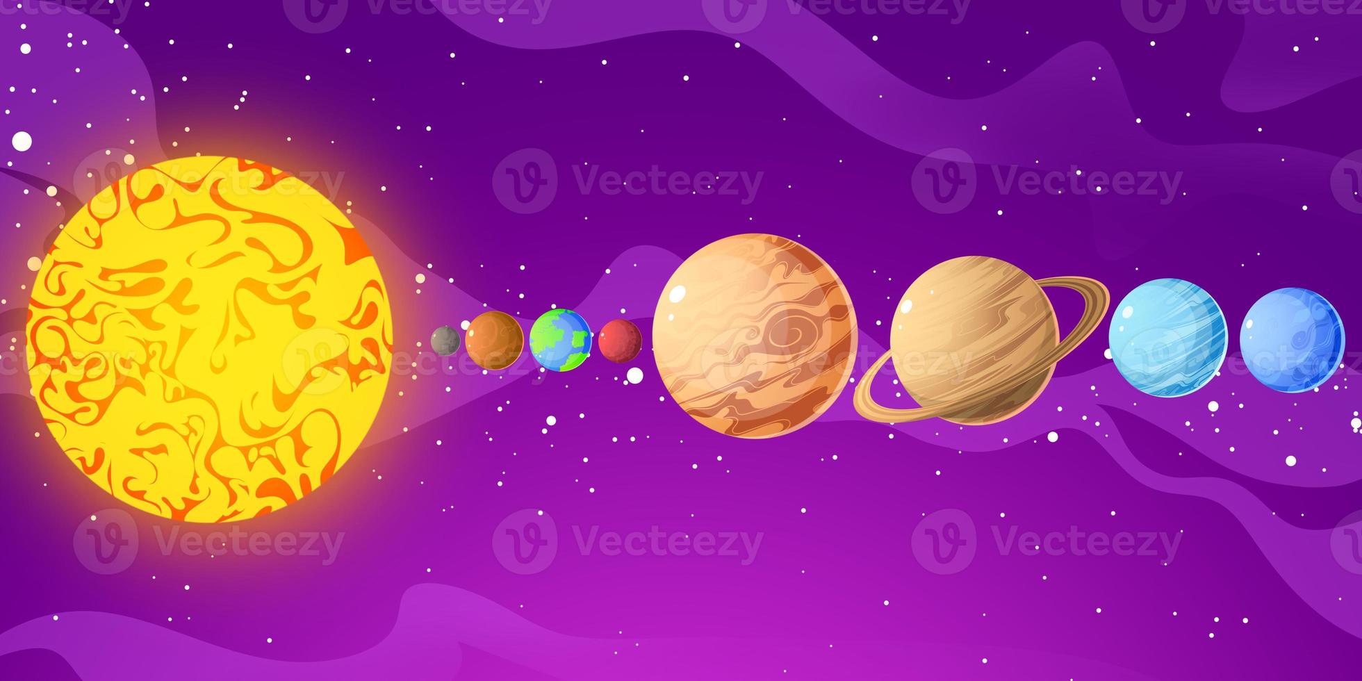 ilustração do sistema solar. cada estrela tem seu próprio sistema solar com planetas diferentes foto