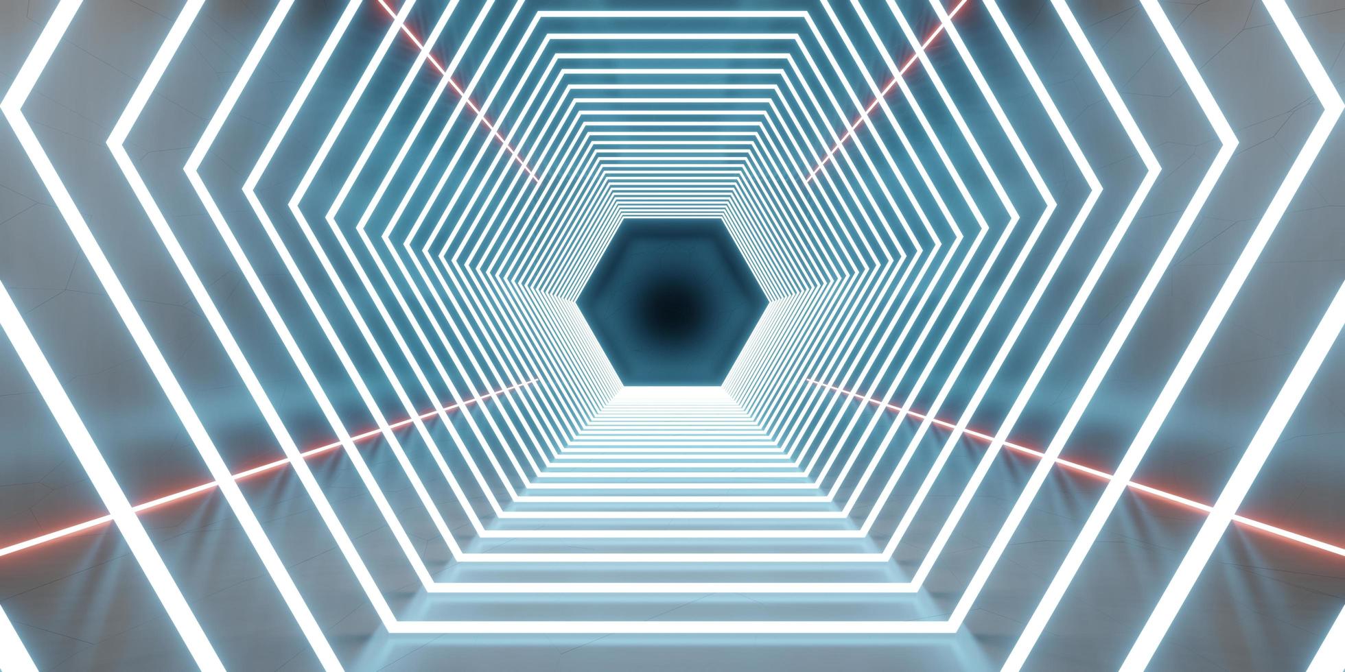 túnel de luz laser de tecnologia e luz neon foto