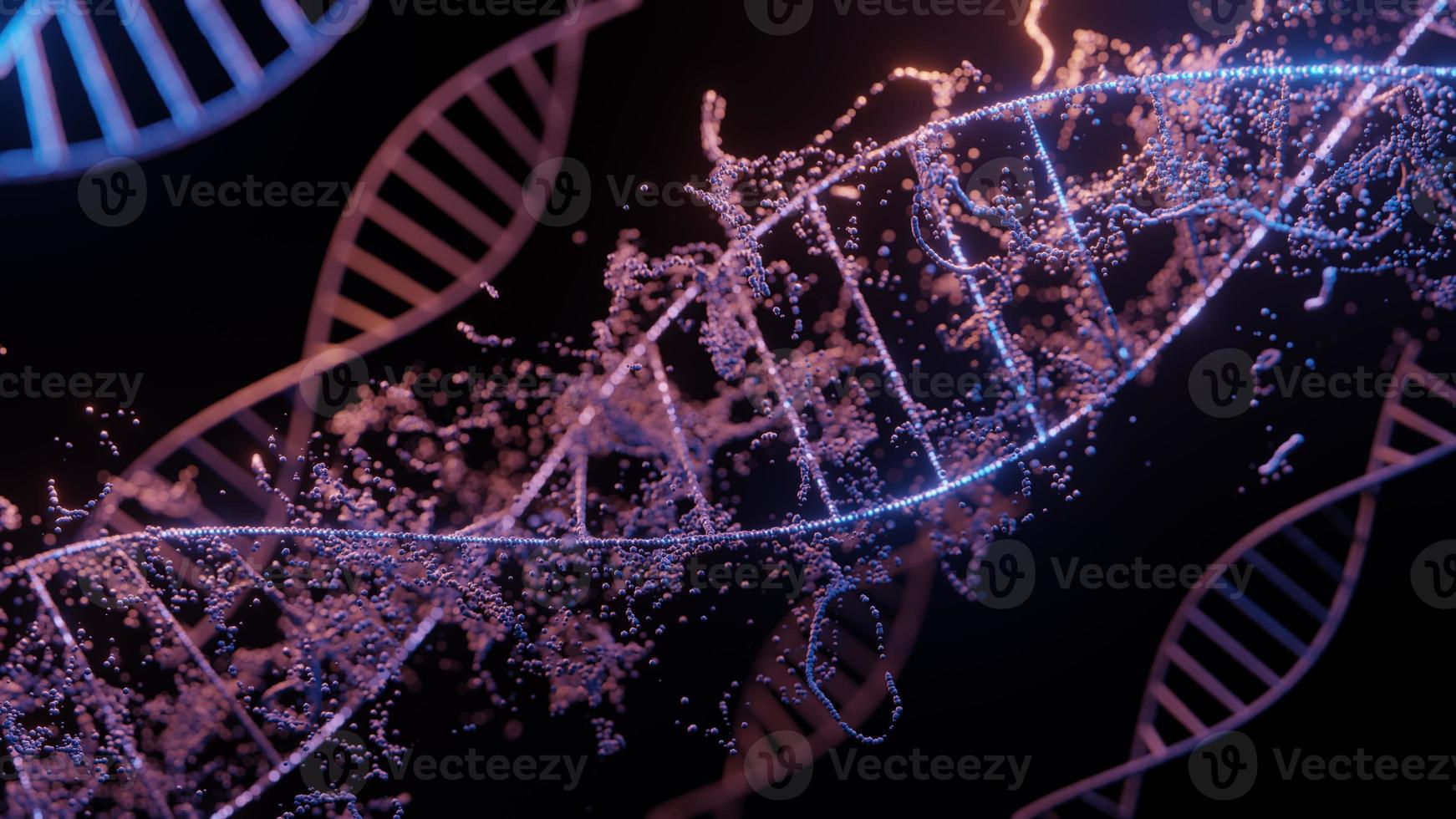 estrutura de DNA humano em hélice. ilustração 3D foto