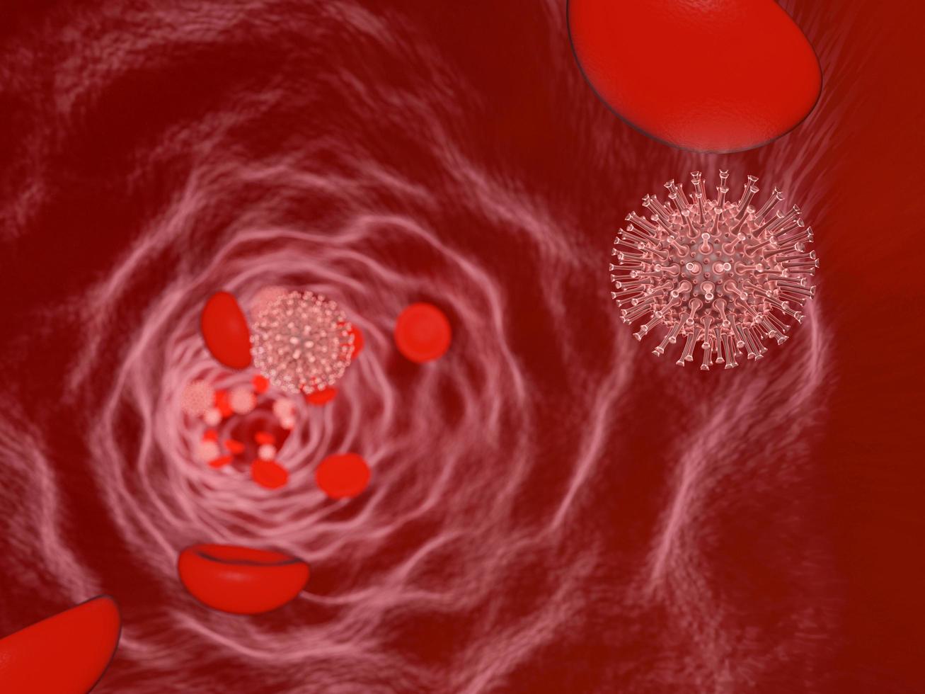 ilustração médica de infecção por doença de coronavírus covid-19. células do vírus covid da gripe respiratória do patógeno da china. novo nome oficial para a doença de coronavírus chamado covid-19. renderização 3D. foto