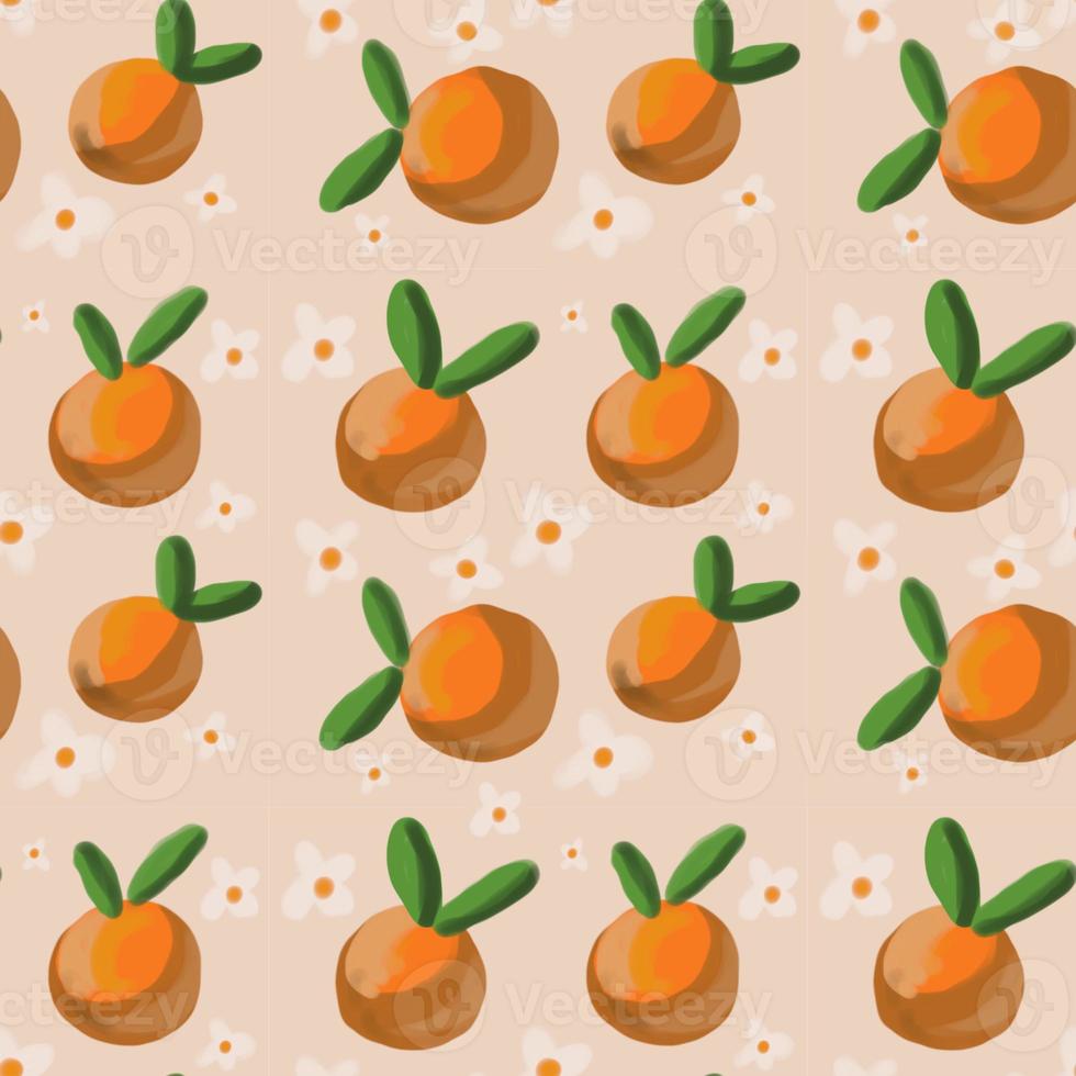 fundo de vetor sem costura de frutas laranja foto