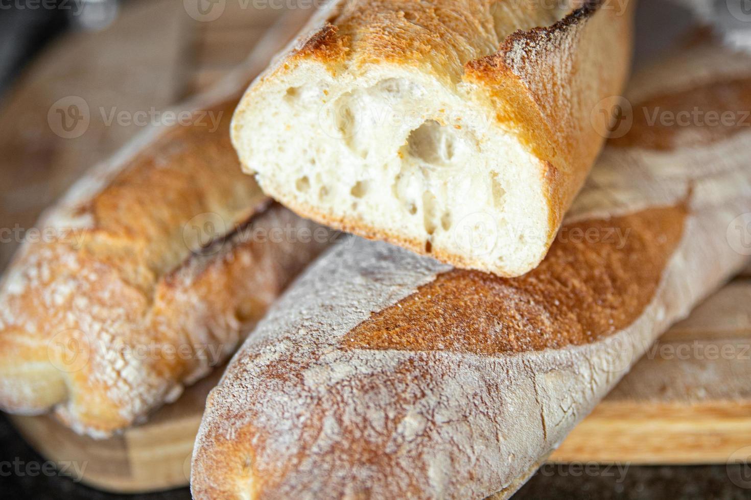 baguete pão fresco francês porção fresca refeição saudável foto