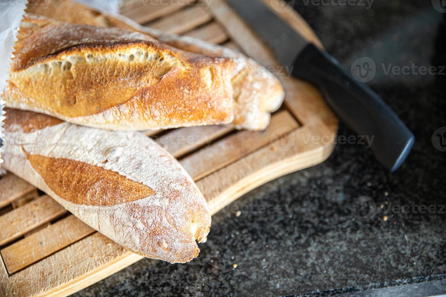 baguete pão fresco francês porção fresca refeição saudável foto