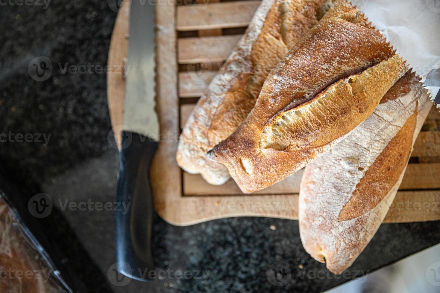 baguete pão fresco francês porção fresca refeição saudável foto