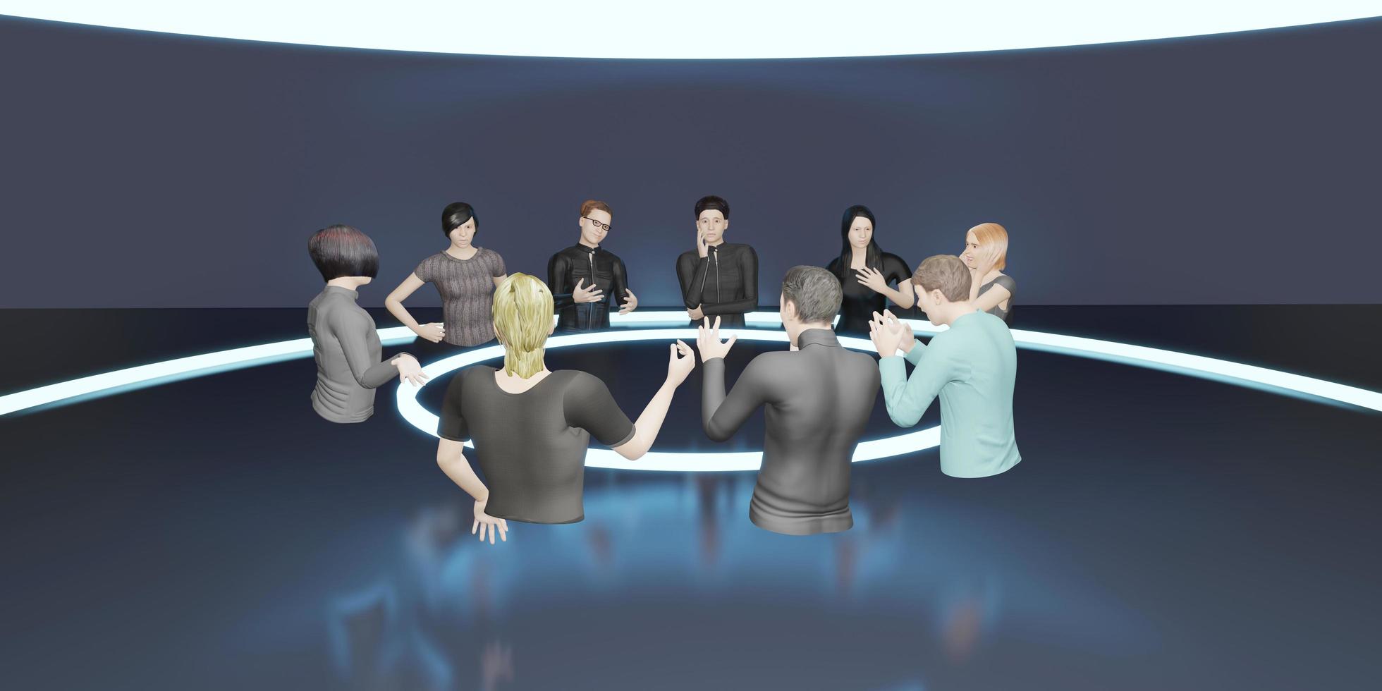 aulas e reuniões metaverse óculos vr avatares de pessoas no mundo metaverso e sandbox foto