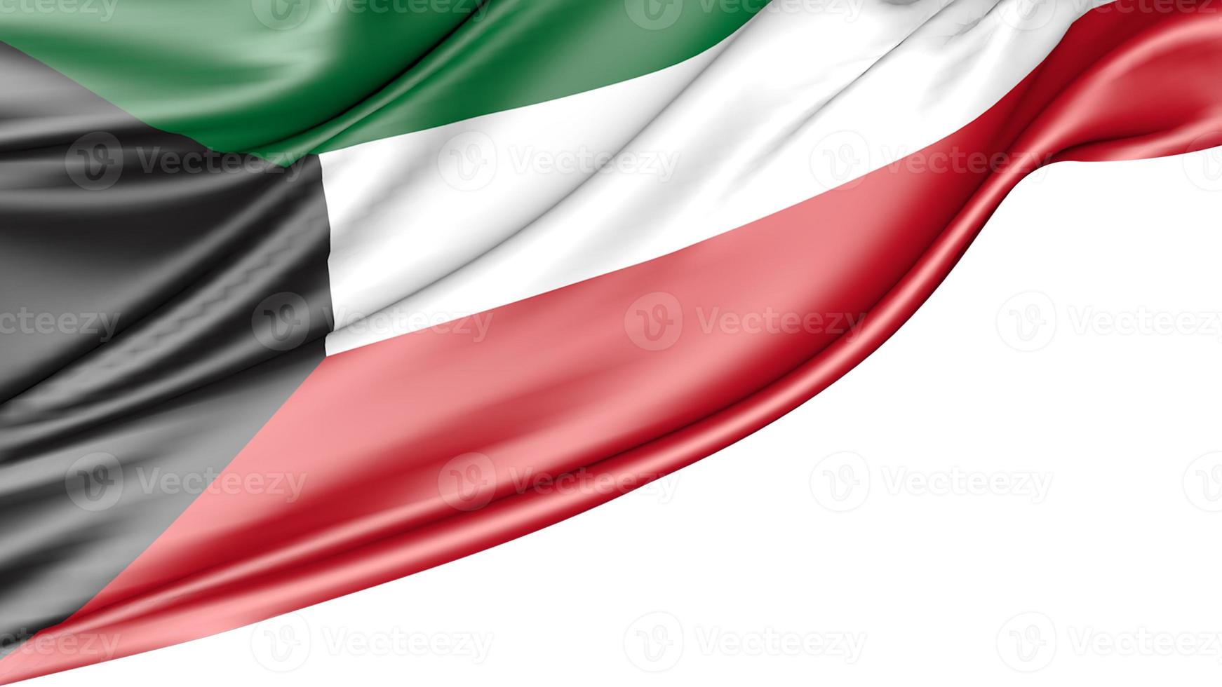 bandeira do kuwait isolada no fundo branco, ilustração 3d foto