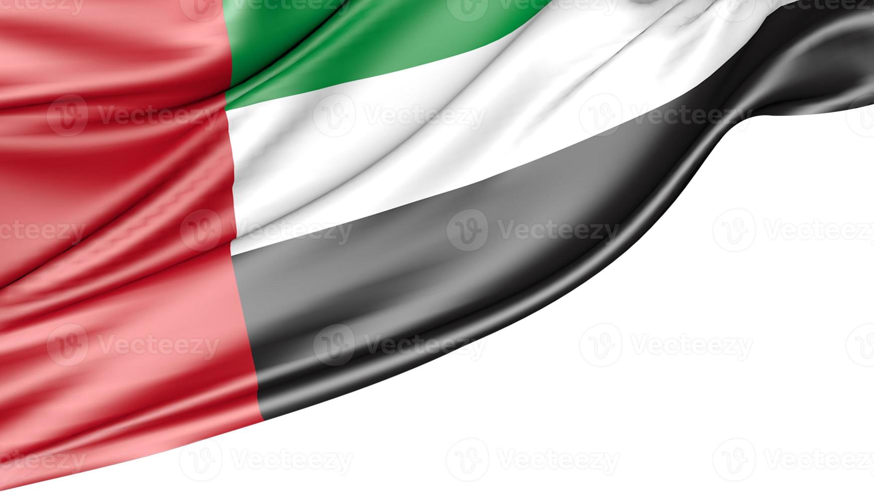 bandeira dos Emirados Árabes Unidos isolada no fundo branco, ilustração 3d foto