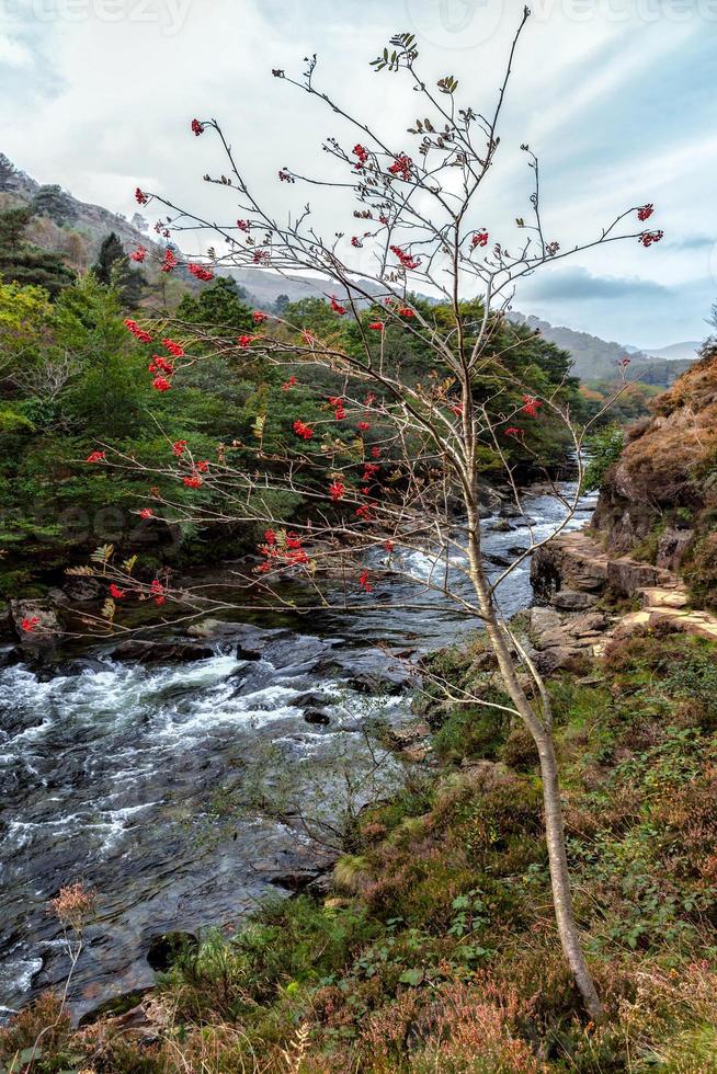 vista ao longo do rio glaslyn no outono foto